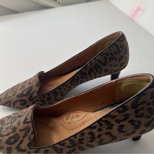 Leopard Print Pointed-Toe Women’s Kitten Pumps - Brown
